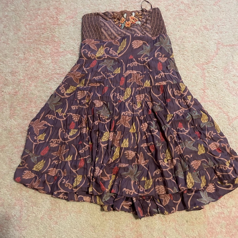 Free People Strapless Floral Embroidered Mini Dress